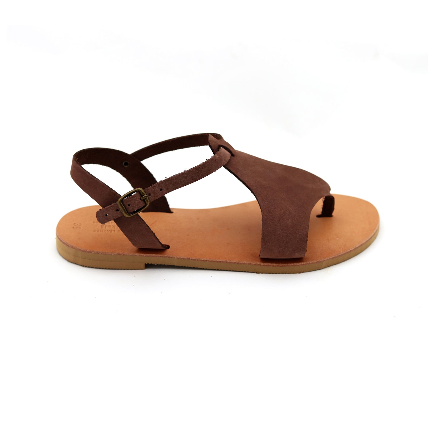 Ankle strap nubuck leather sandals