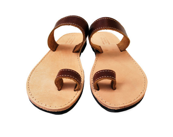 Brown toe ring stylish sandals