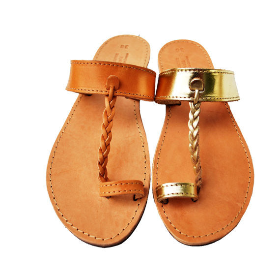 Braided toe ring Areti stylish sandals