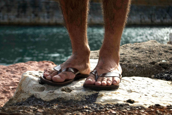 Men leather sandals - flip flops