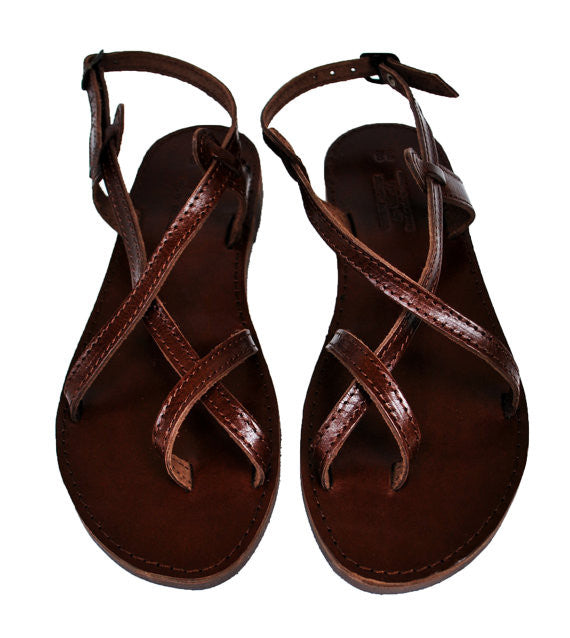Dark brown double strap front view