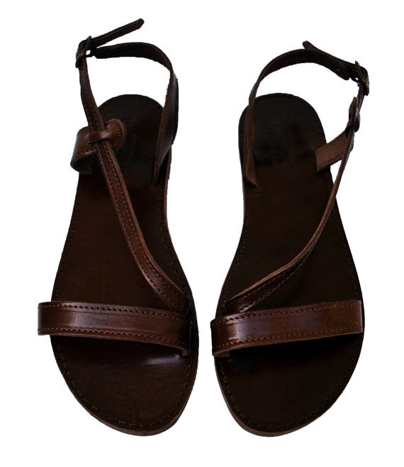 Dark brown Niki fashion sandals front view