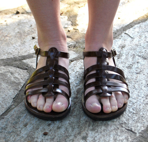 Gladiator "Alexandra" leather sandals front view