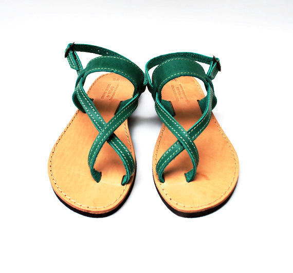 Green toe wrapper sandal