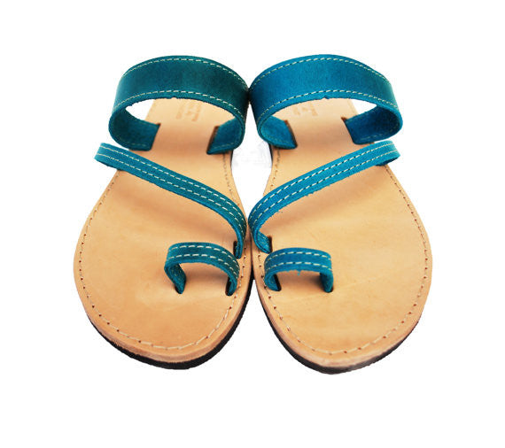 Toe ring "Eleni" sandals in blue