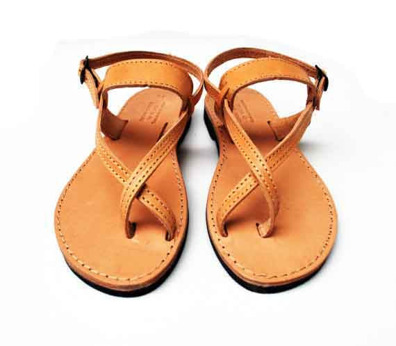 Natural brown leather sandals