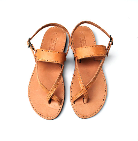 Brown toe-wrapper sandal